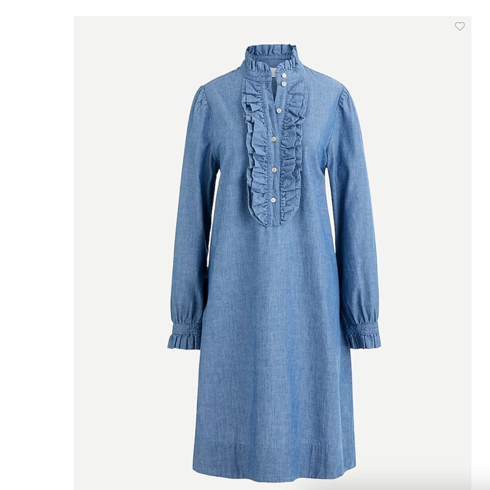 J.Crew Ruffle-front chambray dress Size XXS